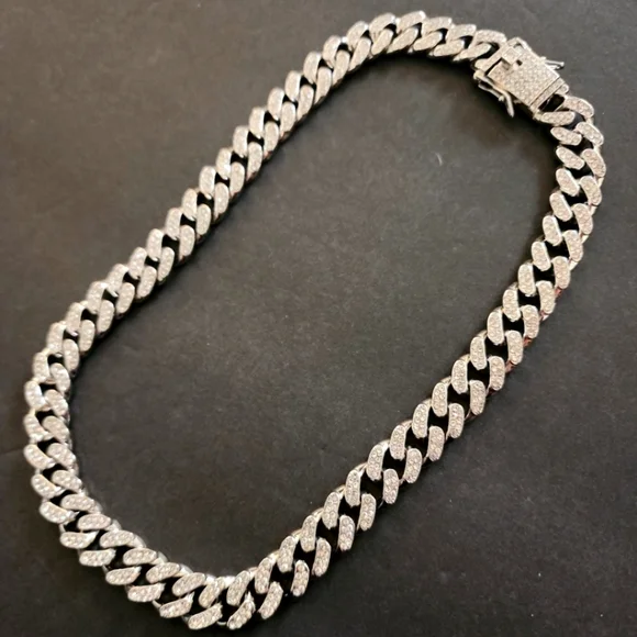 Diamond Encrusted Cuban Link Chain - Picture 1 of 2